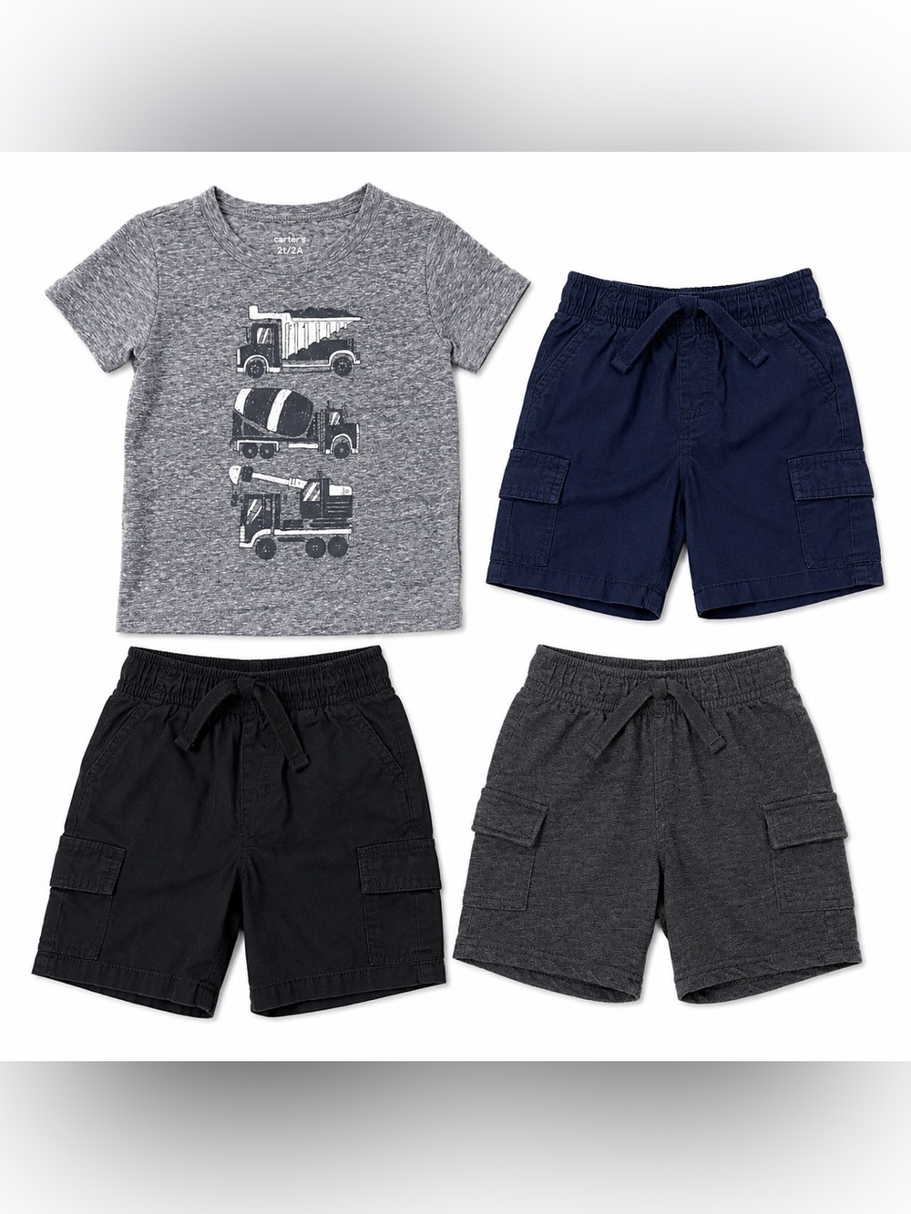Jumping Beans Boys 2T Construction Shirt & Shorts Bundle 4-Piece